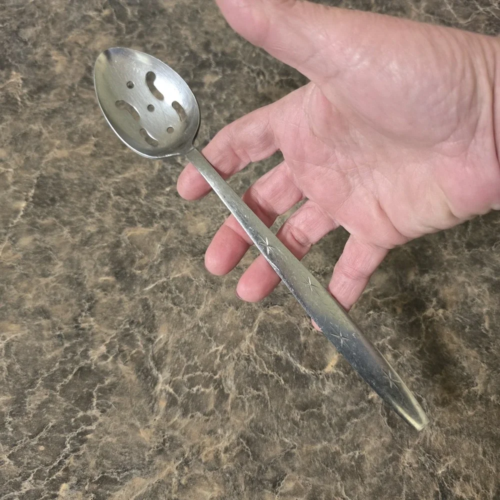 Vintage Mid Century HEAVENLY STAR‎ Stainless Slotting Serving Spoon Japan